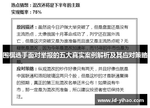 围棋选手面对举报的五大真实案例解析及其应对策略